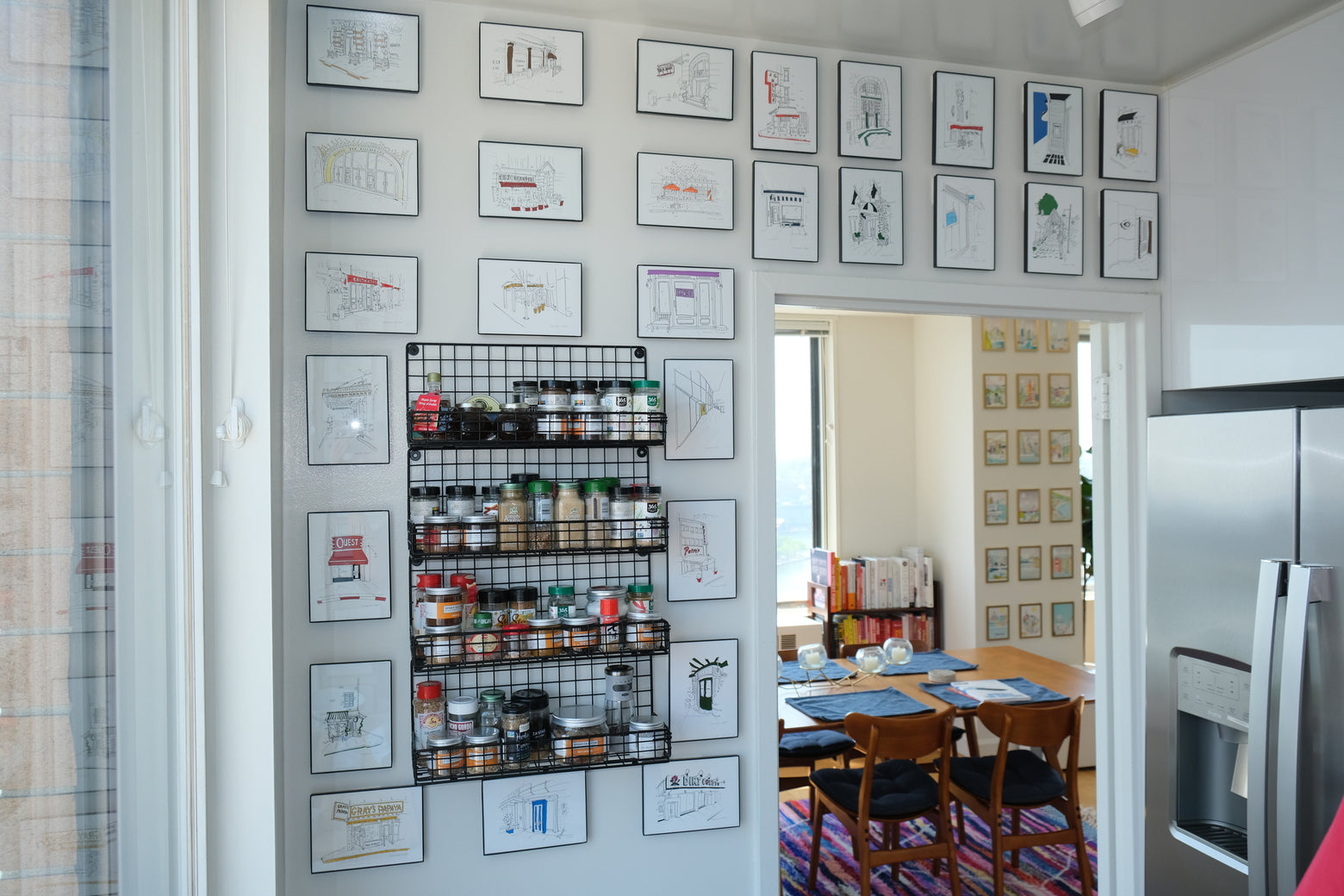 Building a Gallery Wall with Hand-Drawn Restaurant Prints