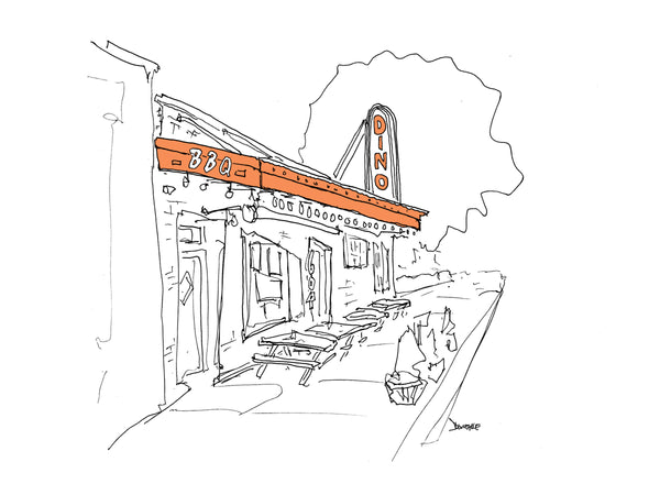 Dinosaur Bar-B-Cue (Union St.) drawing